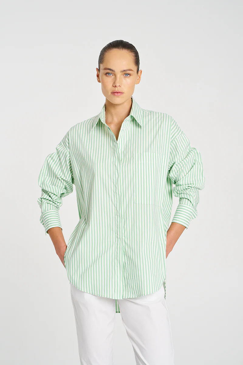 Relaxed Pocket Shirt Stripe Microprene