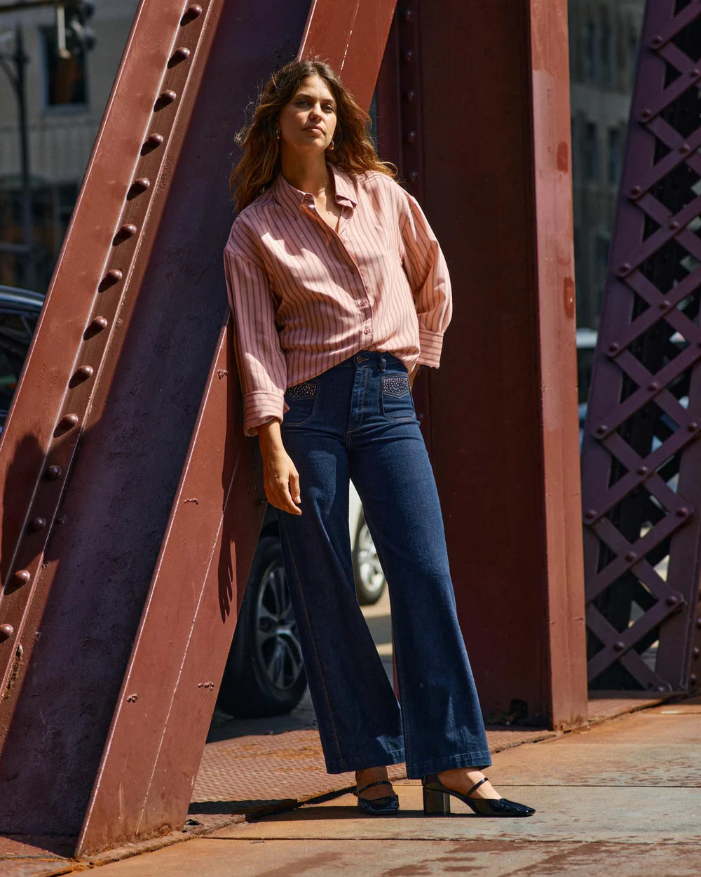Evelyn Moni Stripe Shirt Rosette