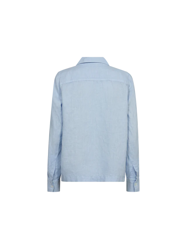Enna Linen Pocket Blouse Skyway