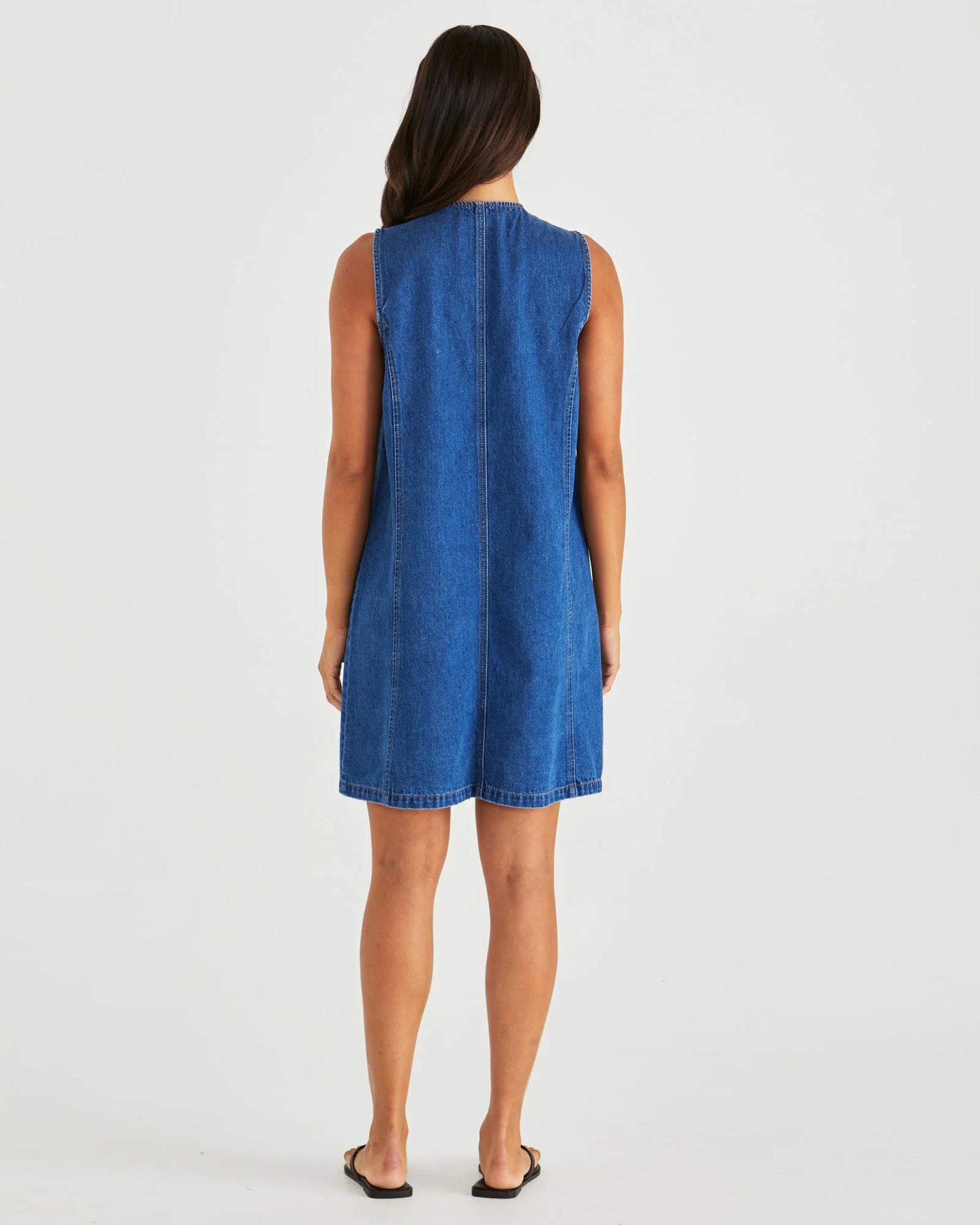 Sabine Denim Vest Dress Washed Blue