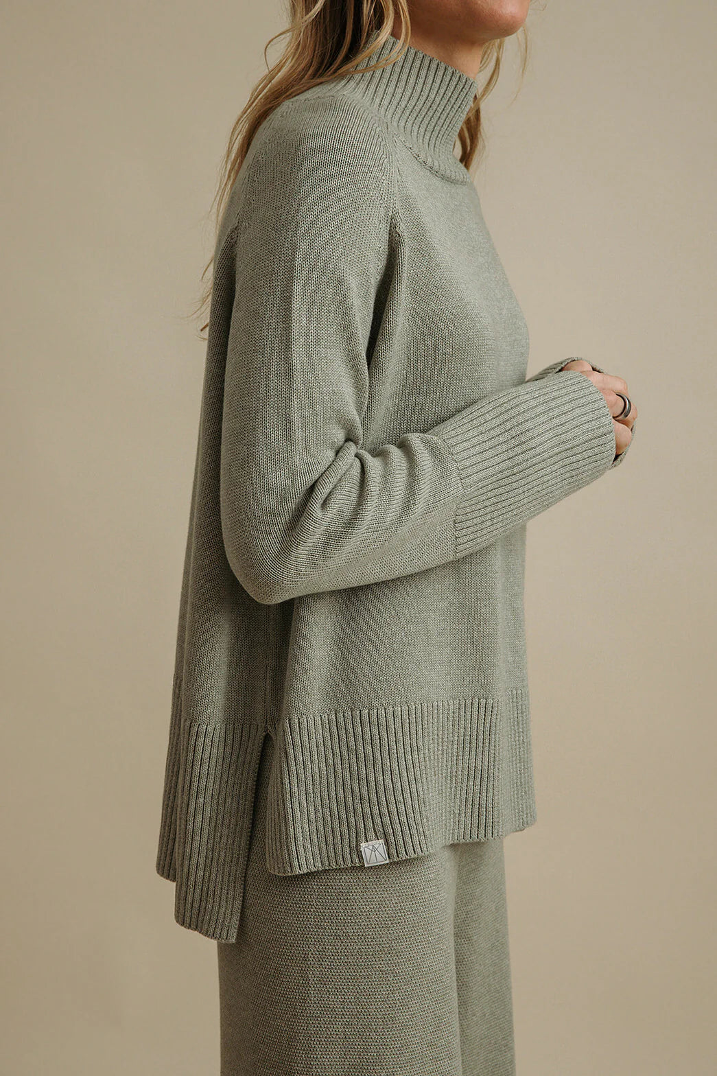 Harmony Merino Cotton Mock Neck Acacia