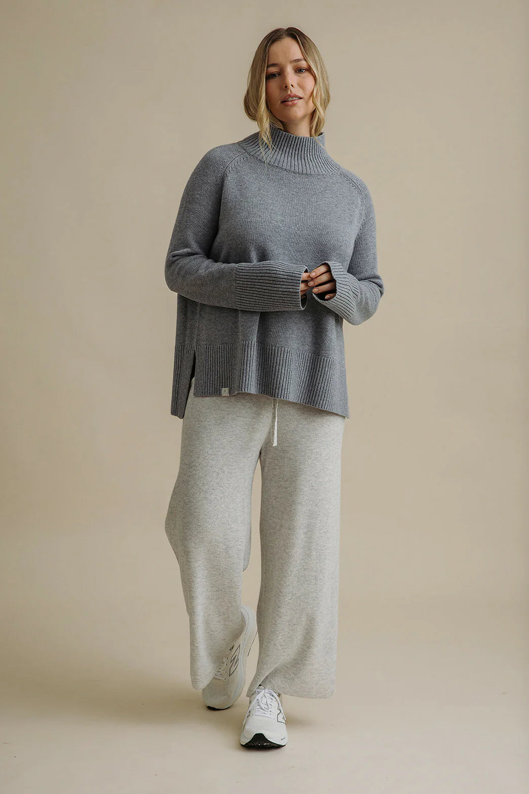 Harmony Merino Cotton Mock Neck Cloud