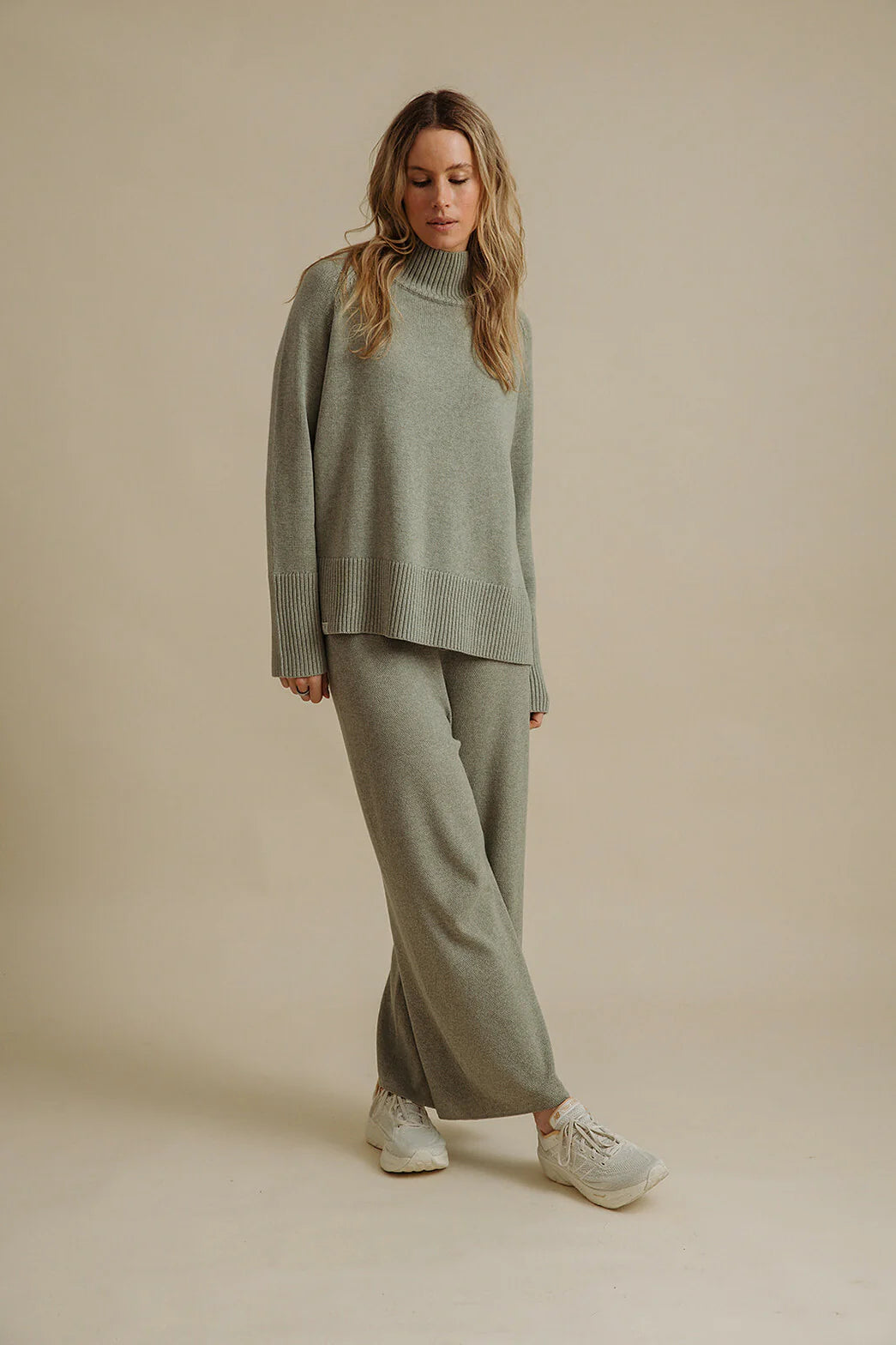 Harmony Merino Cotton Mock Neck Acacia
