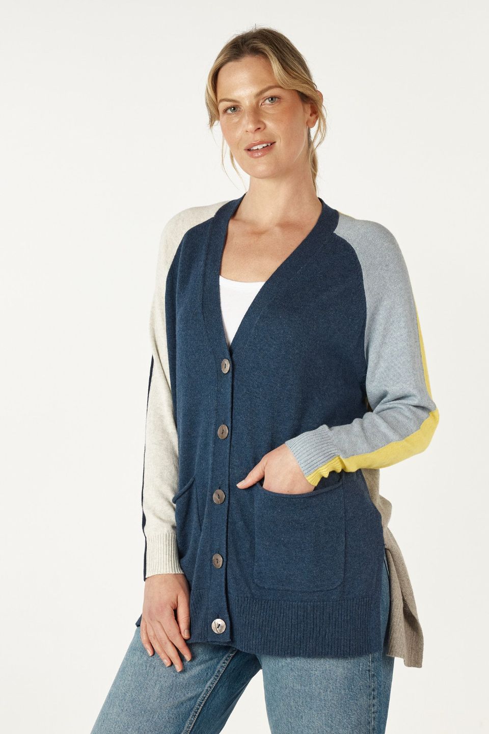 College Cardi in Denim Combo
