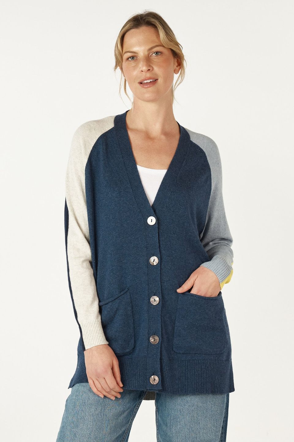 College Cardi in Denim Combo
