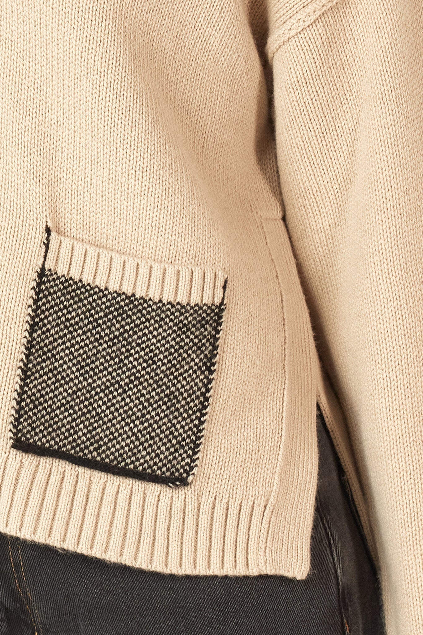 Birdseye Pocket Cardi in Barley