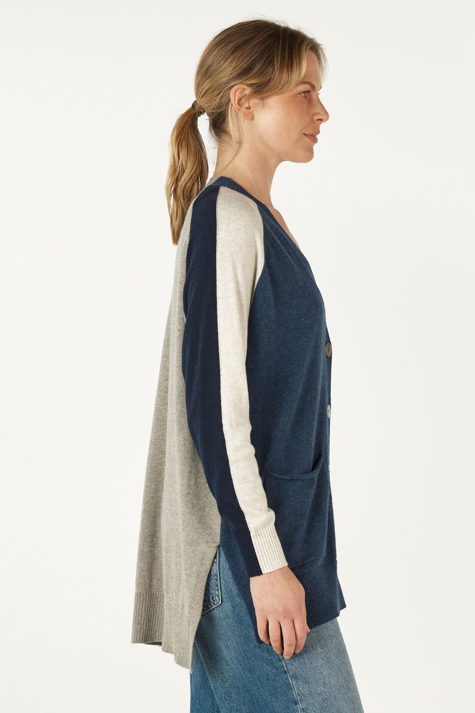 College Cardi in Denim Combo