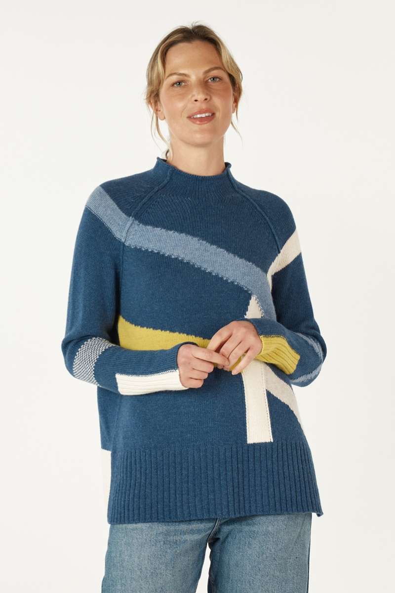 Road Map Jumper in Denim