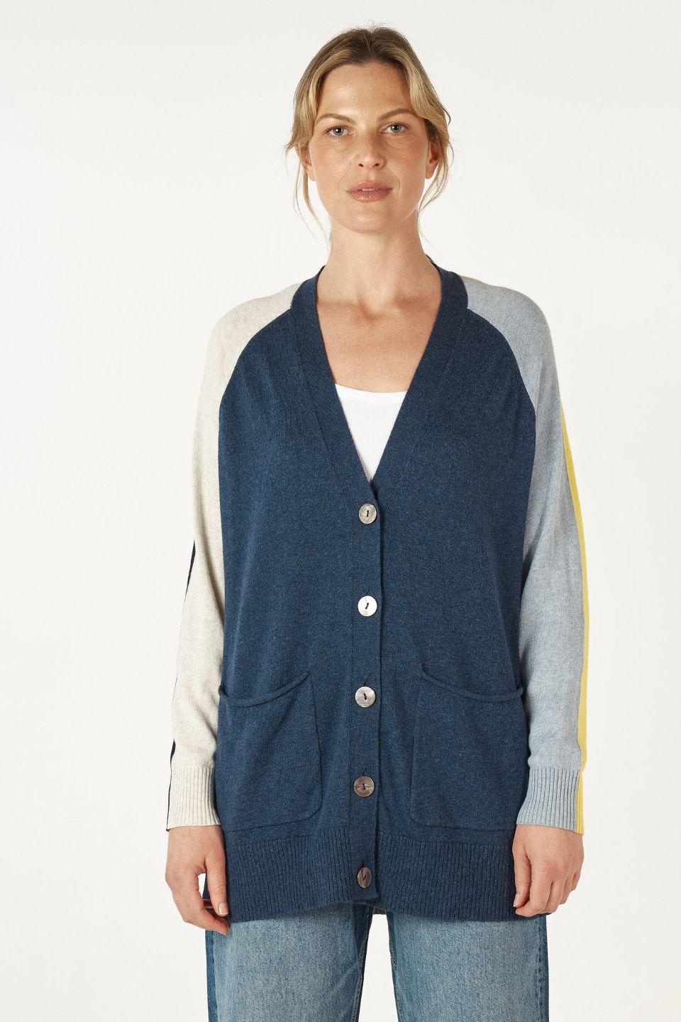 College Cardi in Denim Combo
