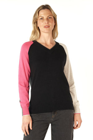 College V Neck in Black