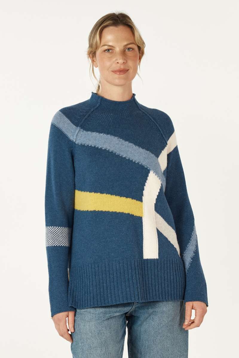 Road Map Jumper in Denim