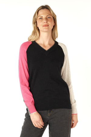 College V Neck in Black