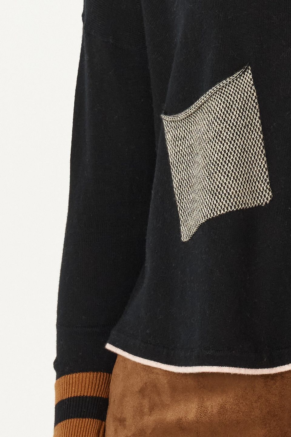 Birdseye Trim Jumper in Black