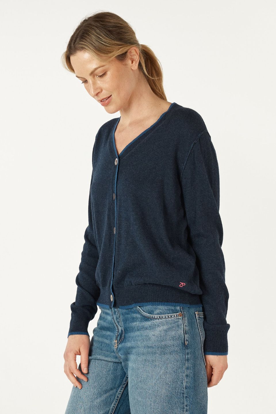 Essential V Cardi in Denim