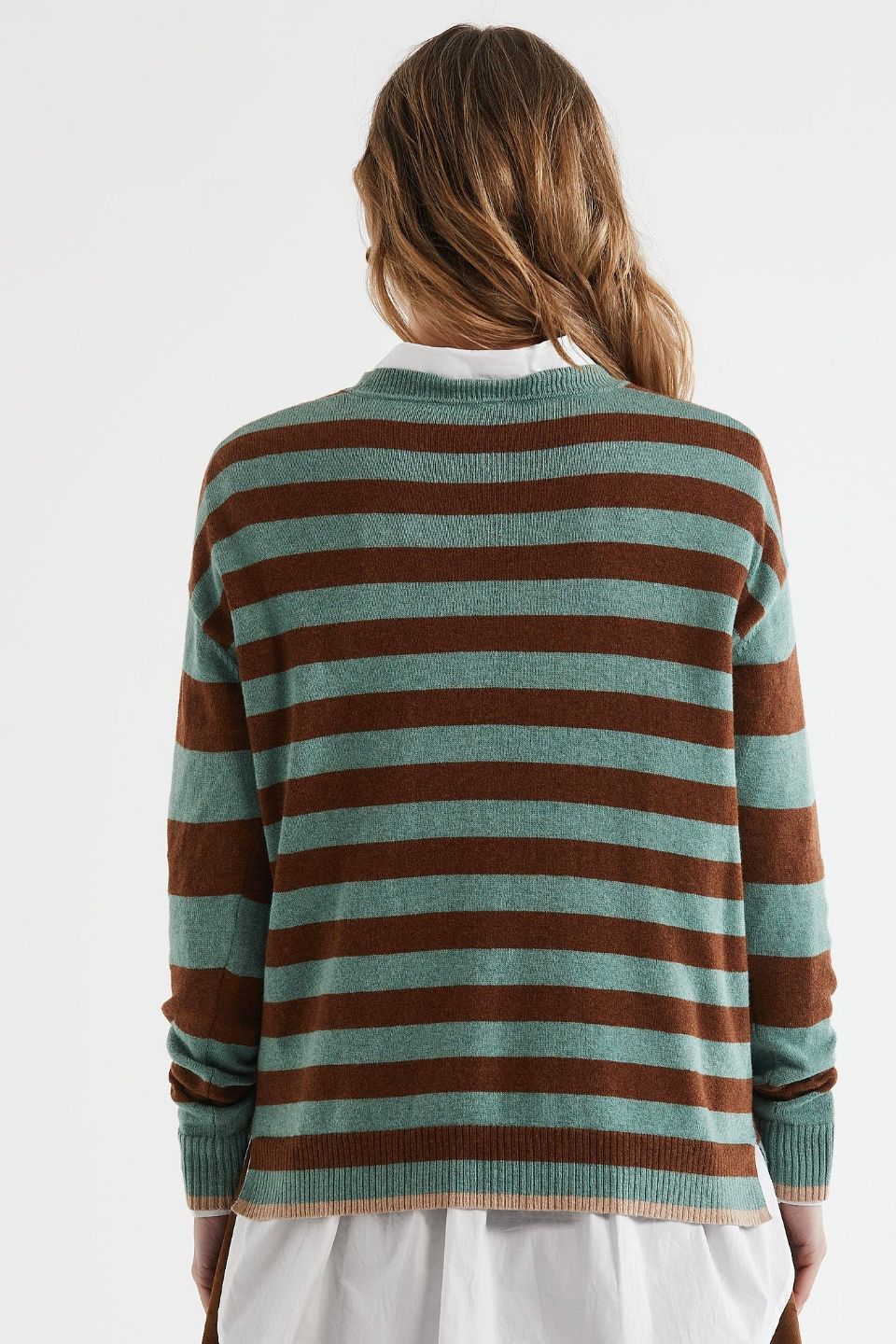 Block Stripe Crew in Moss