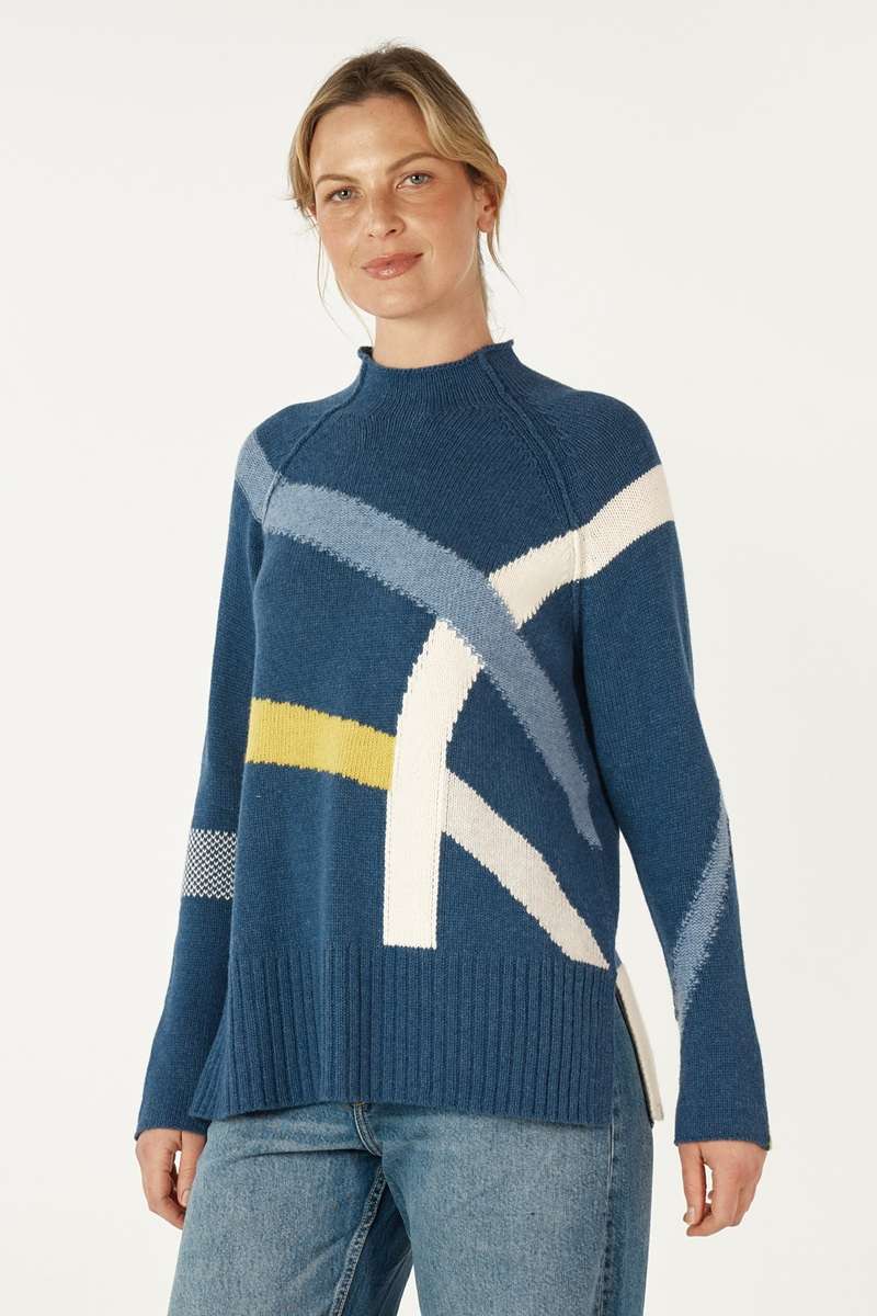 Road Map Jumper in Denim