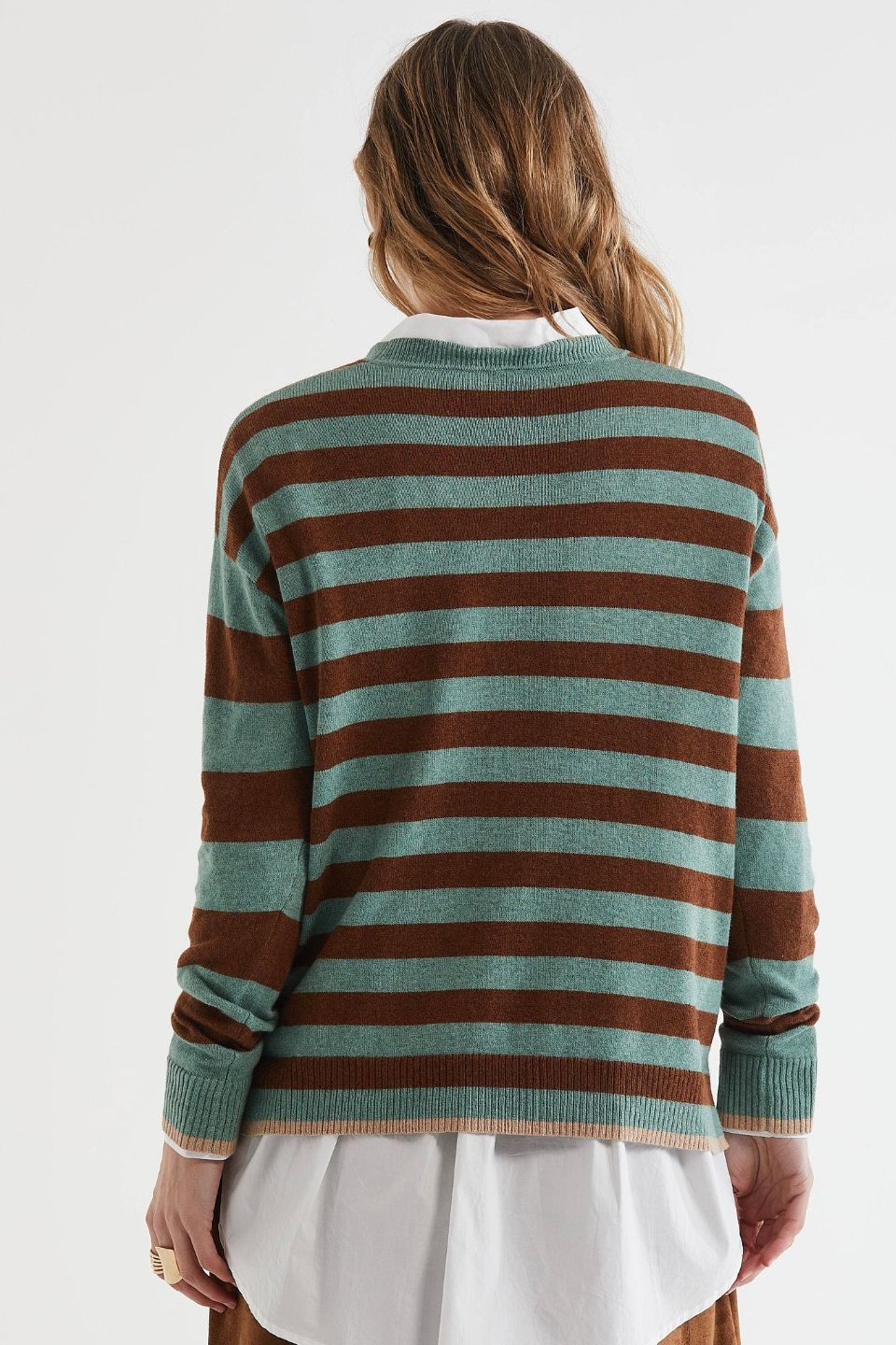 Block Stripe Crew in Moss