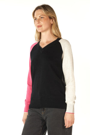 College V Neck in Black