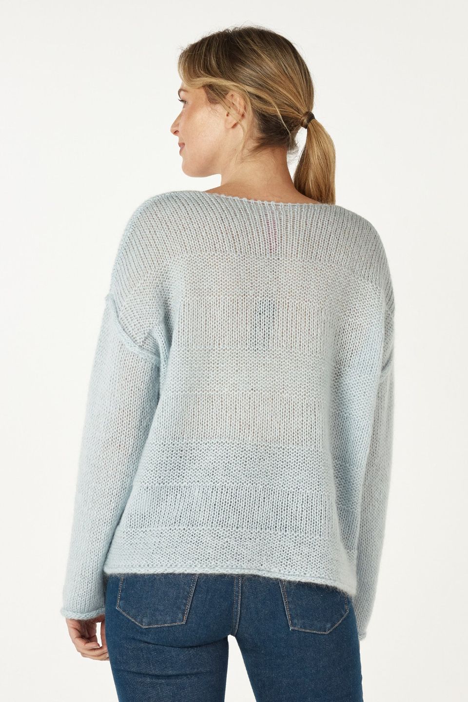 Mohair V-Neck in Fossil