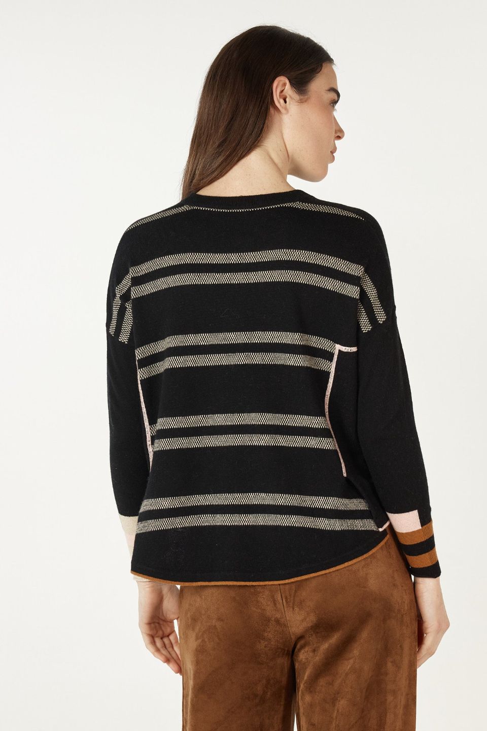 Birdseye Trim Jumper in Black