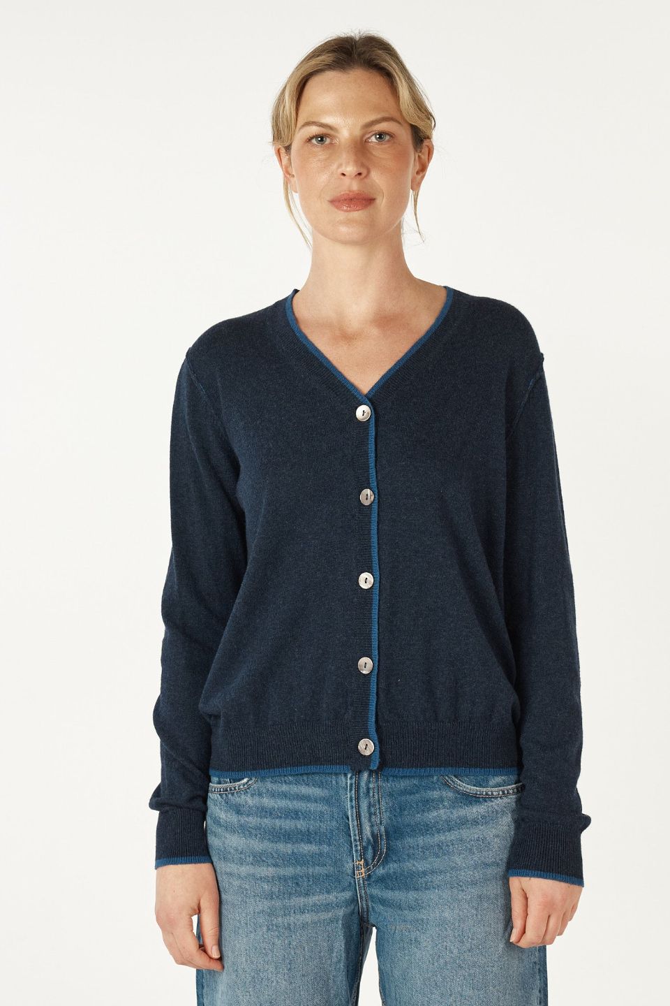 Essential V Cardi in Denim