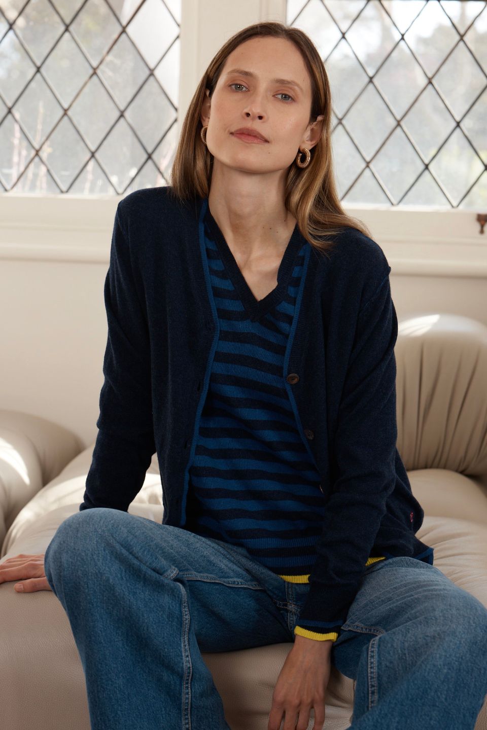 Essential V Cardi in Denim