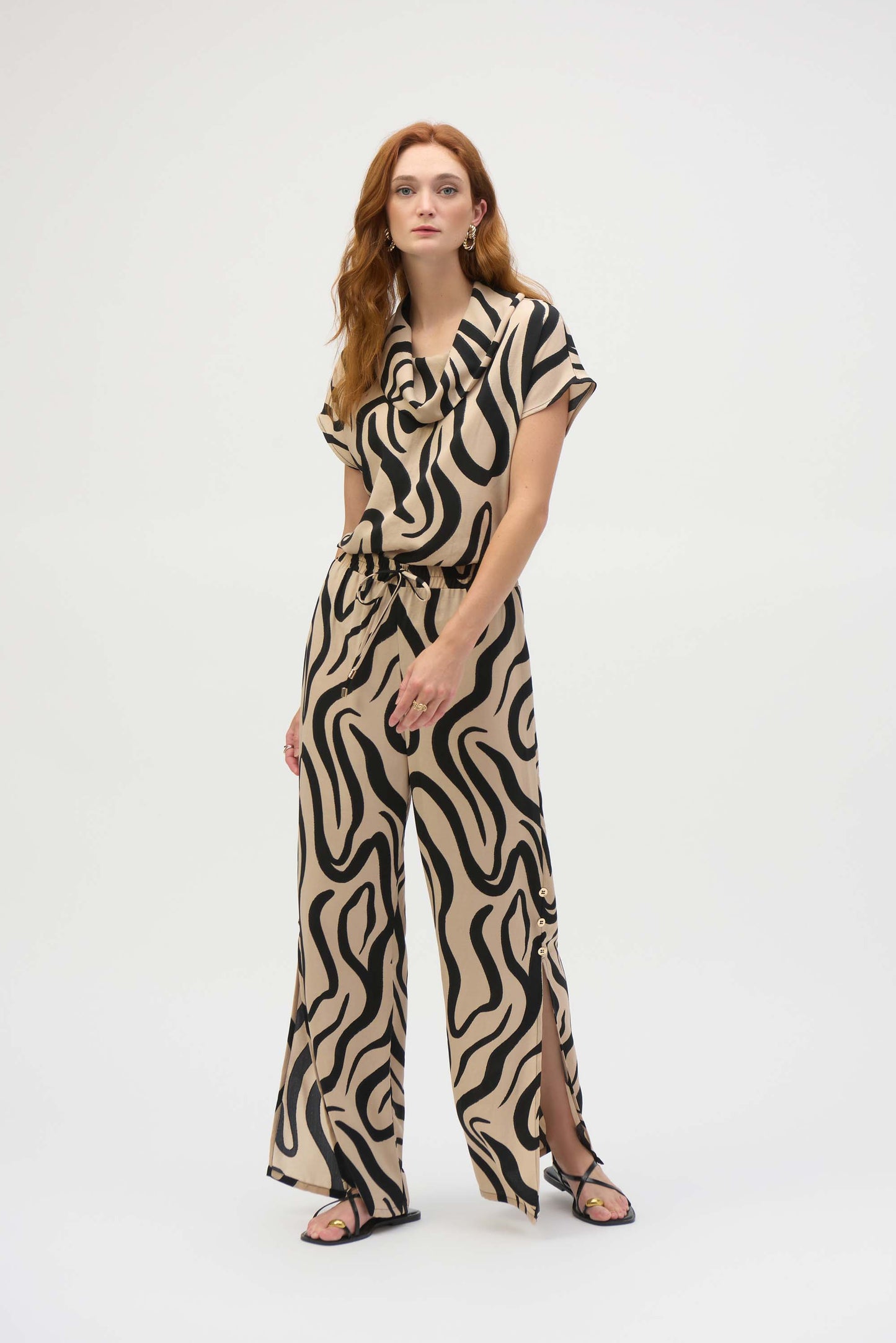 Abstract Wide Leg Pant Beige/Black