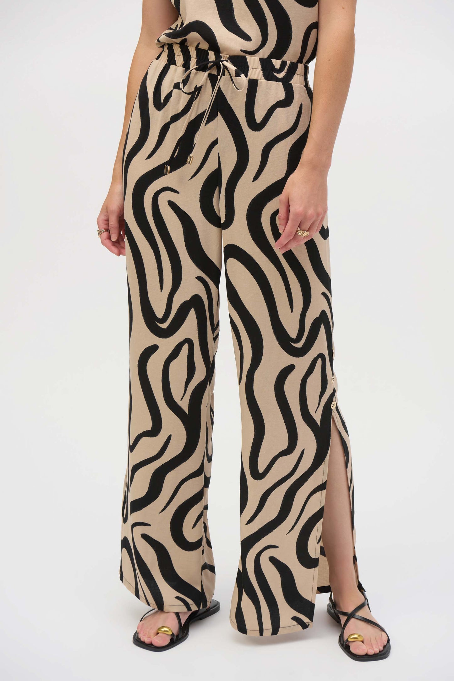Abstract Wide Leg Pant Beige/Black