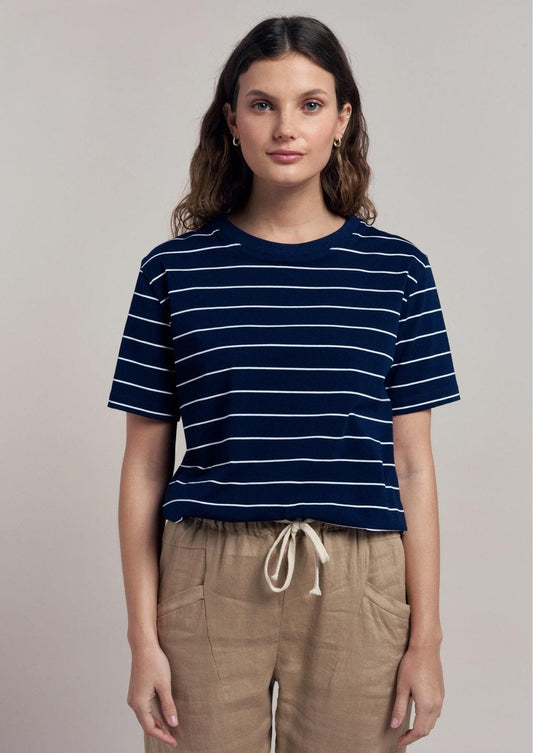 Stripe Athens Tee Navy/White