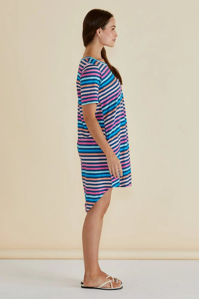 Nyree Dress Multi Stripe Navy
