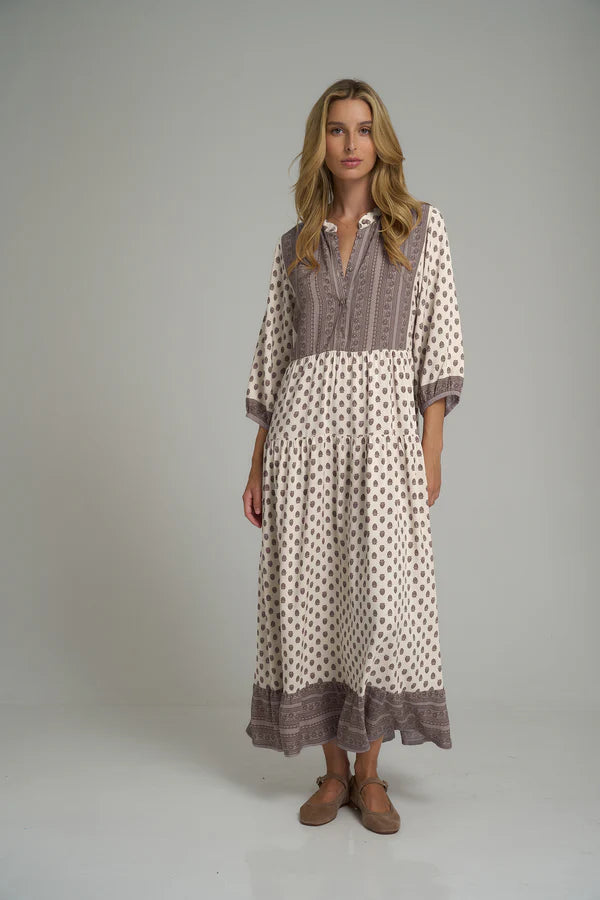 Cotswold Dress Highgrove Folk Print Pink