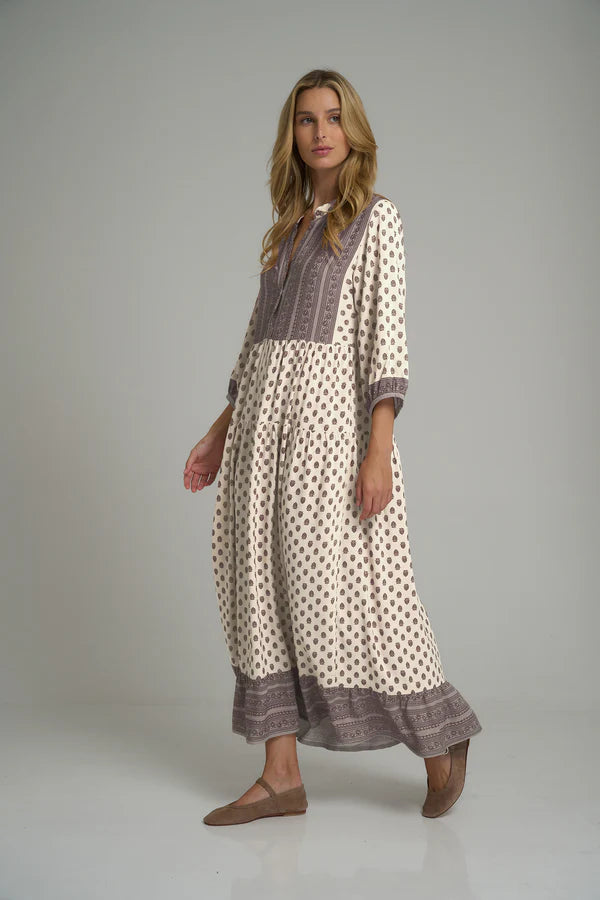 Cotswold Dress Highgrove Folk Print Pink