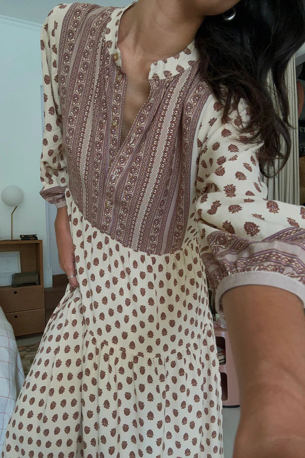 Cotswold Dress Highgrove Folk Print Pink