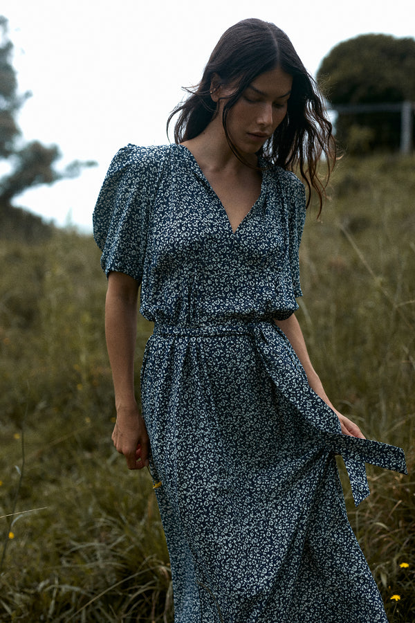 Devon Wrap Dress Floral Navy