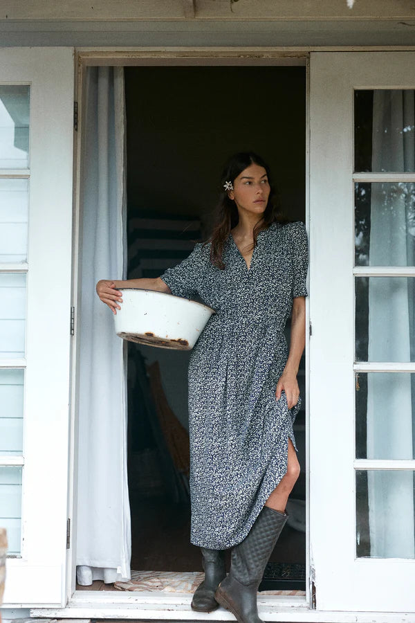 Devon Wrap Dress Floral Navy