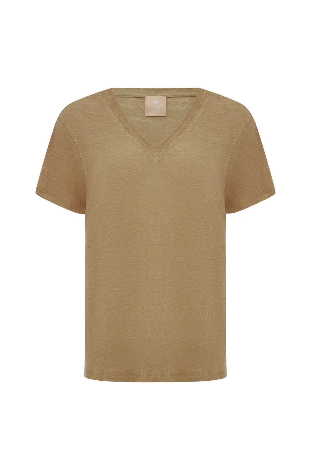 V-Neck Tee Caramel Brown