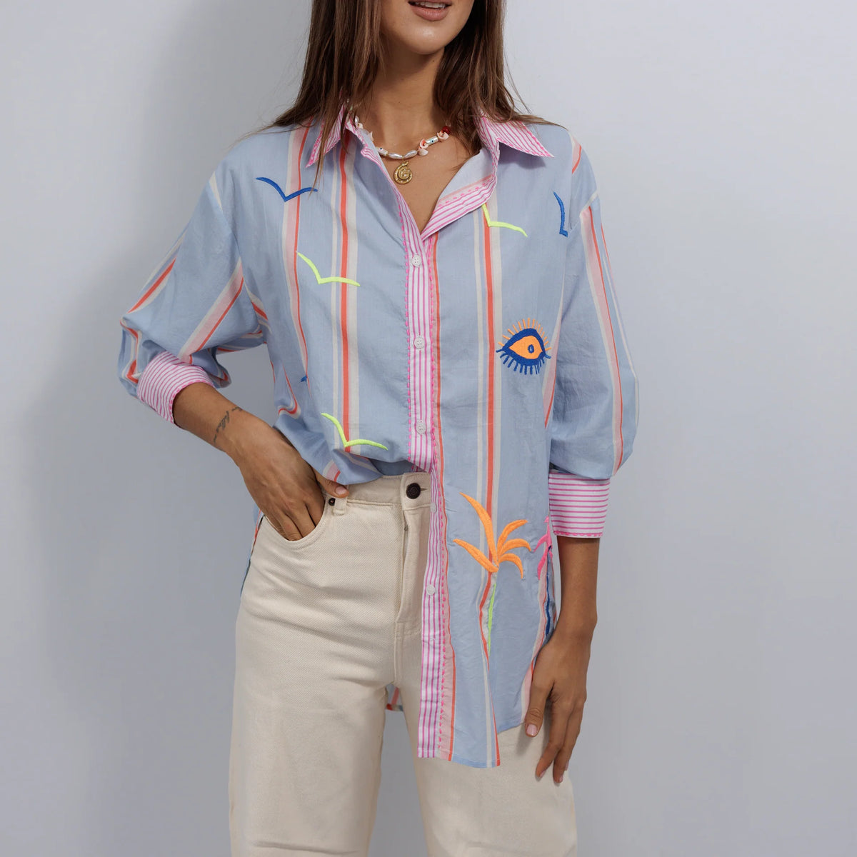 Pure Cotton Shirt KS2011 Blue S/M