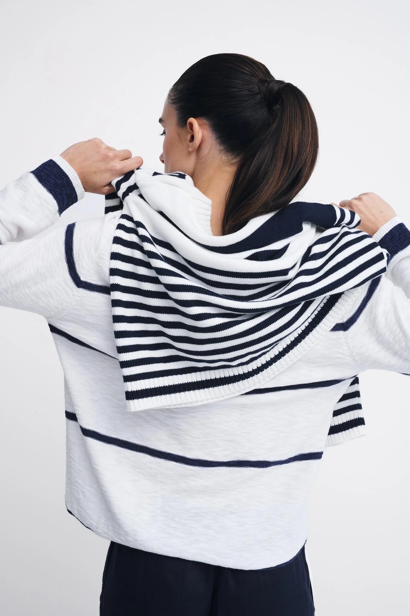 Kaia Top Stripe White Navy