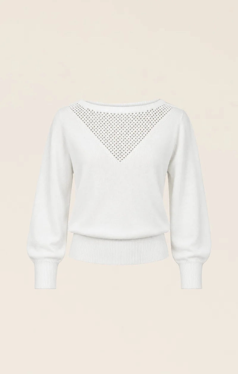 Chloe 3/4 Sleeve Knit Top White