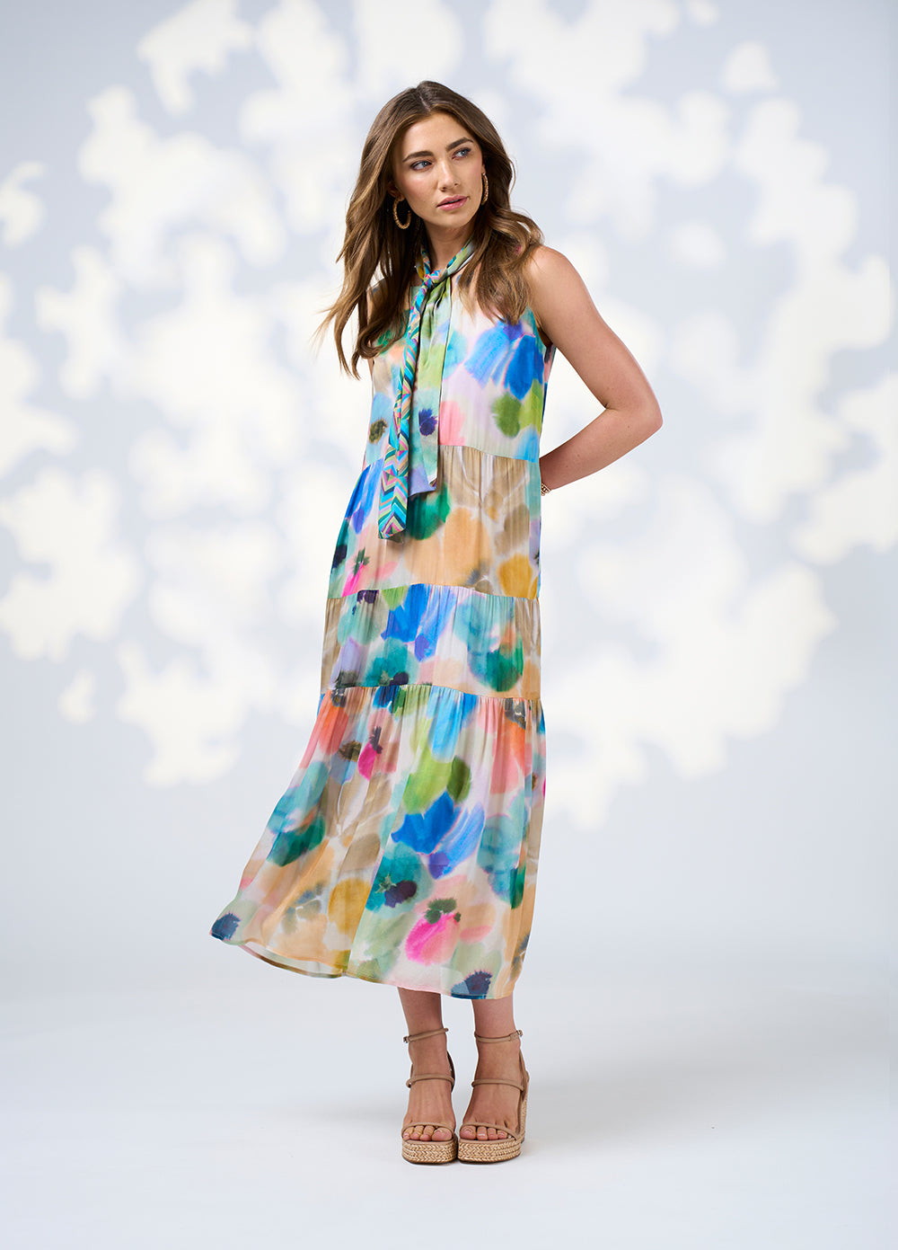 Free Spirit Tie Midi Dress Multi