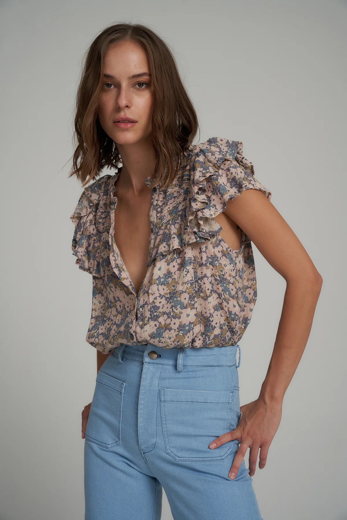 Lamu Top Floral Blue Floral S