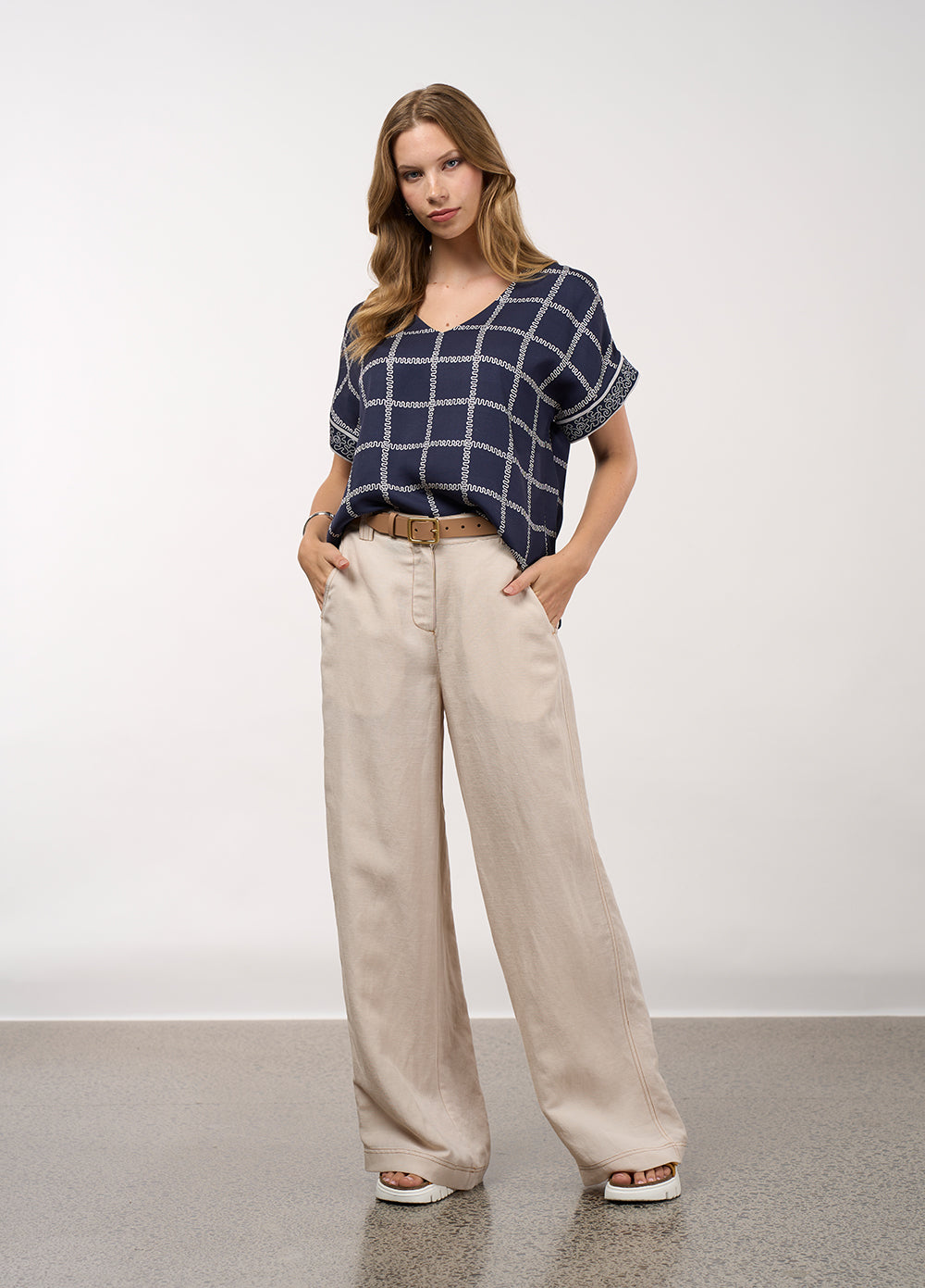 Lyrical Top Navy Bone