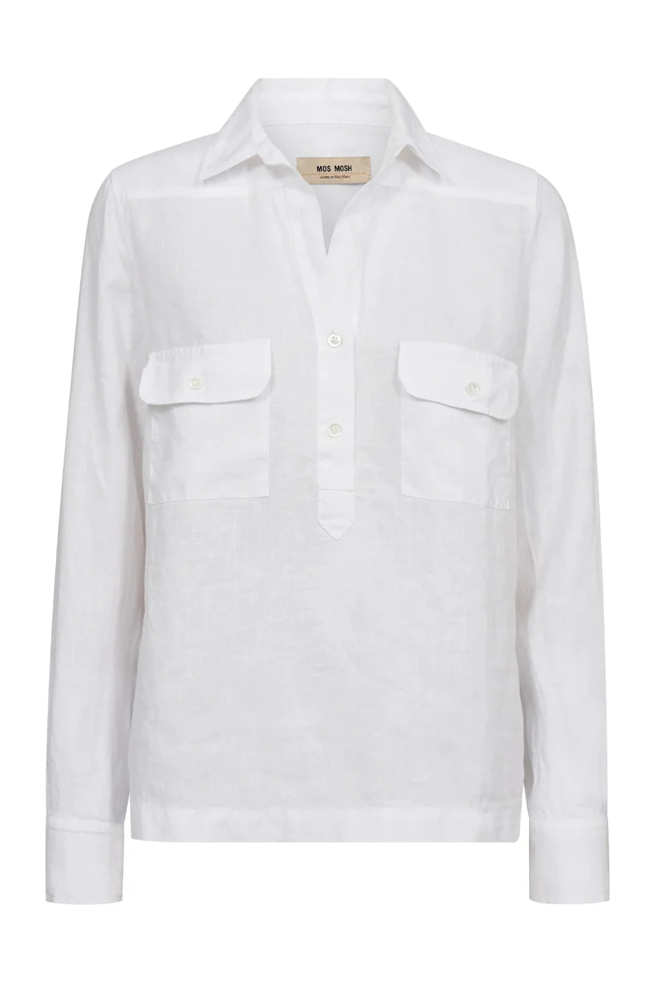 Enna Linen Pocket Blouse White