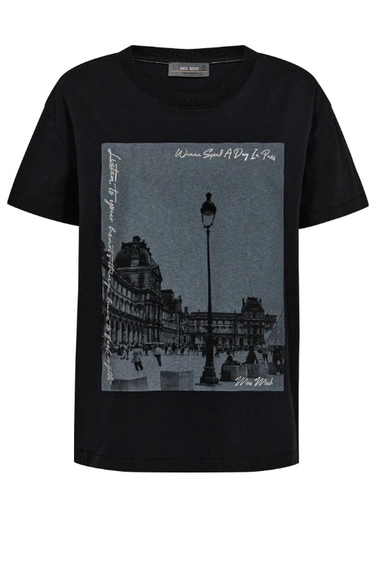 Solene Short Sleeve Tee Black Print