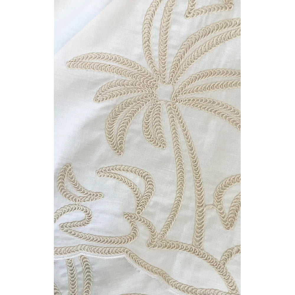 Palm Embroidered Pant White