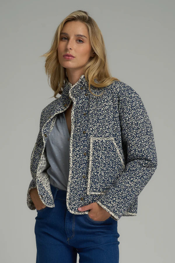 Poets Two Tone Jacket Floral Navy