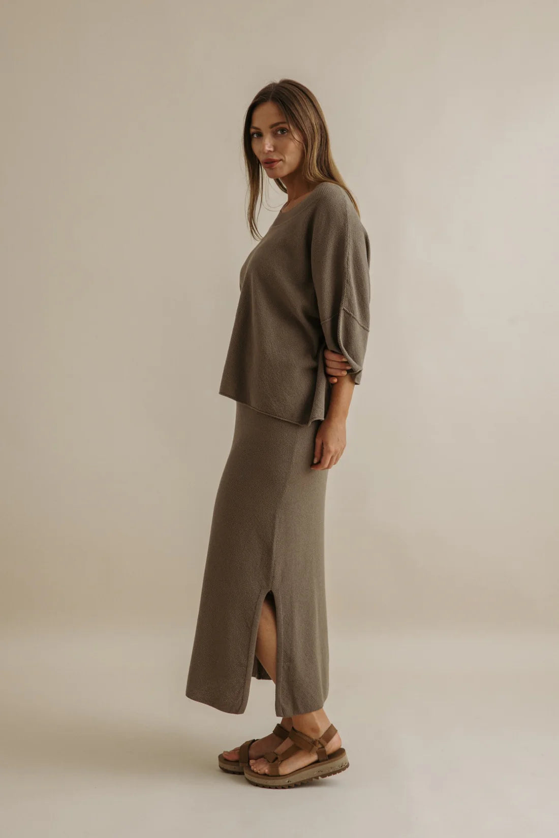 Retreat Cotton Twist Skirt Khaki Olive