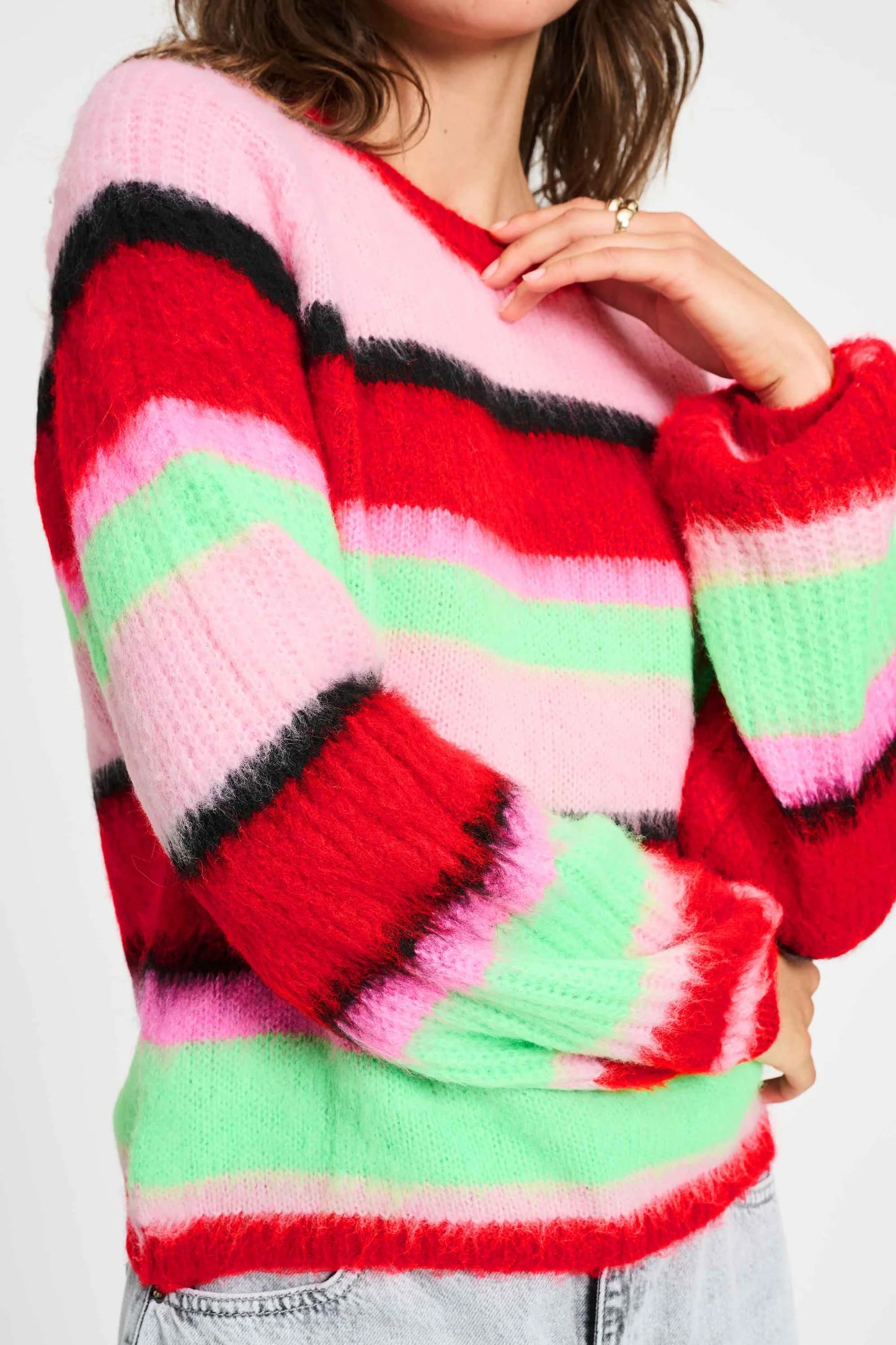 Brushed Stripes Green Pullover