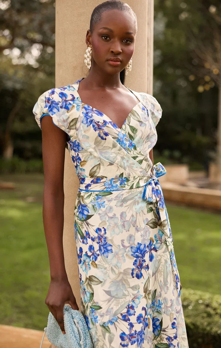 Mariette Wrap Dress Blue Iris