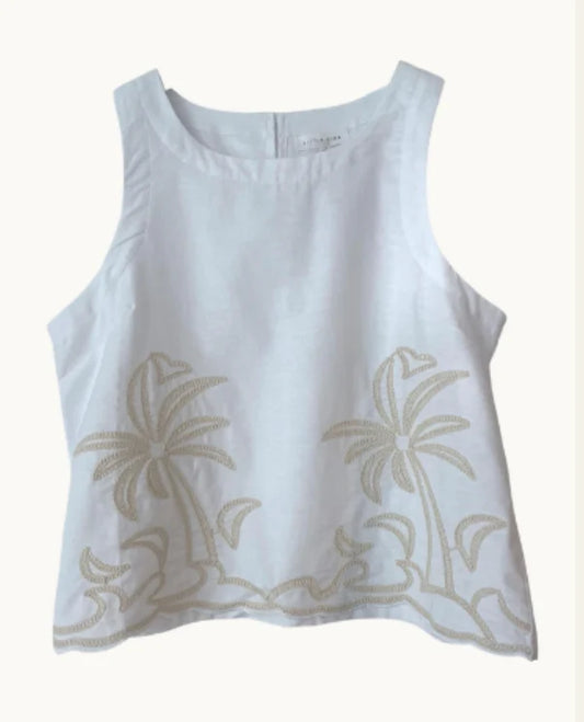 Palm Embroidered Top White